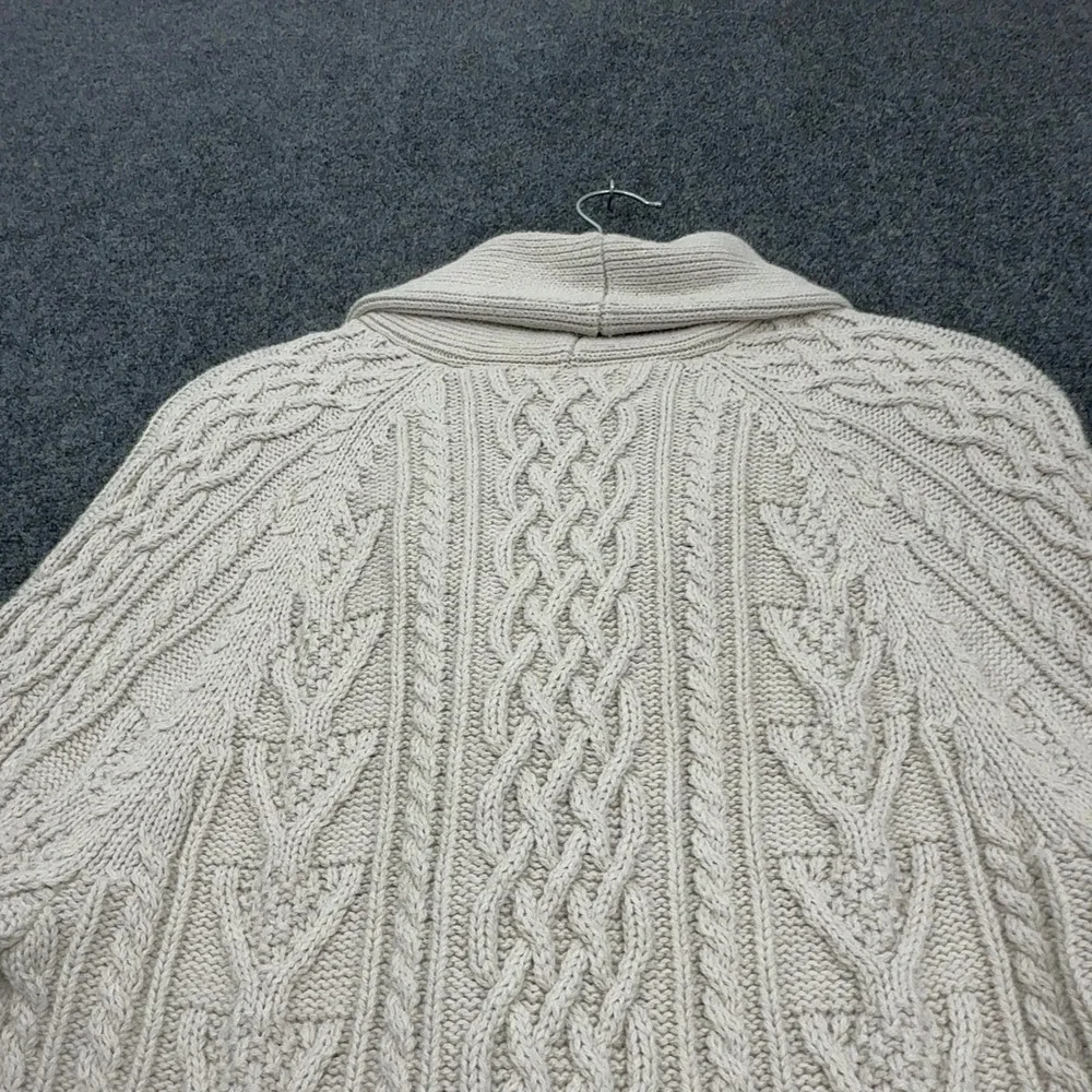 J Crew Cardigan Mens Cream Cotton Cable Knit Shawl Collar Classic Preppy